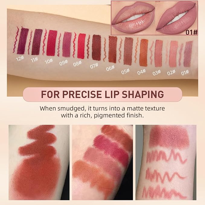 Matte Lipstick for Women,Nude Lipstick Lipliner Pencil Lip Filler Long Lasting Lip Gloss,Lip Liner and Lipstick Set,Lip Makeup Kits for Daily Makeup and Holiday (01