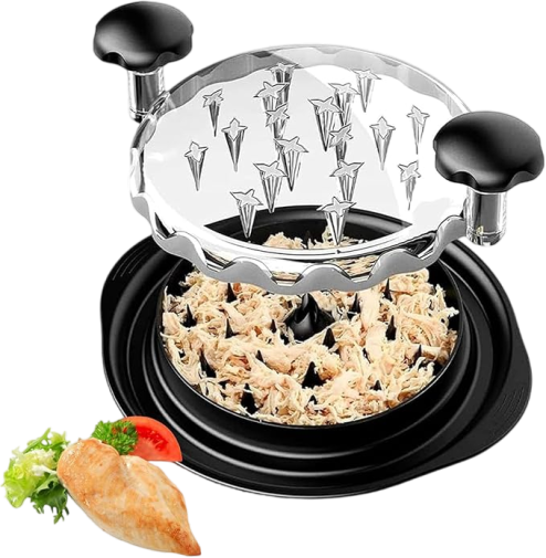 Meat Shredder with Clear Lid Ergonomic Handle Quickly Tear Meat Grinder Non-Slip Chicken Breast Shredder Food Grade Chicken Shredder Tool Twister Dishwasher Safe for Pulled Pork Chicken