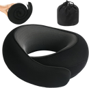 Memory Foam Travel Neck Pillow Airplane & Car Support, Black / Grey / Light Grey