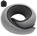 Memory Foam Travel Neck Pillow Airplane & Car Support, Black / Grey / Light Grey