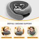 Memory Foam Travel Neck Pillow Airplane & Car Support, Black / Grey / Light Grey