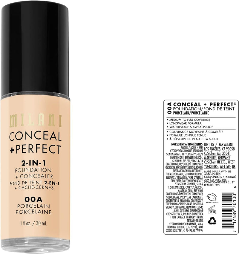 Milani Conceal + Perfect 2-In-1 Foundation + Concealer Porcelain