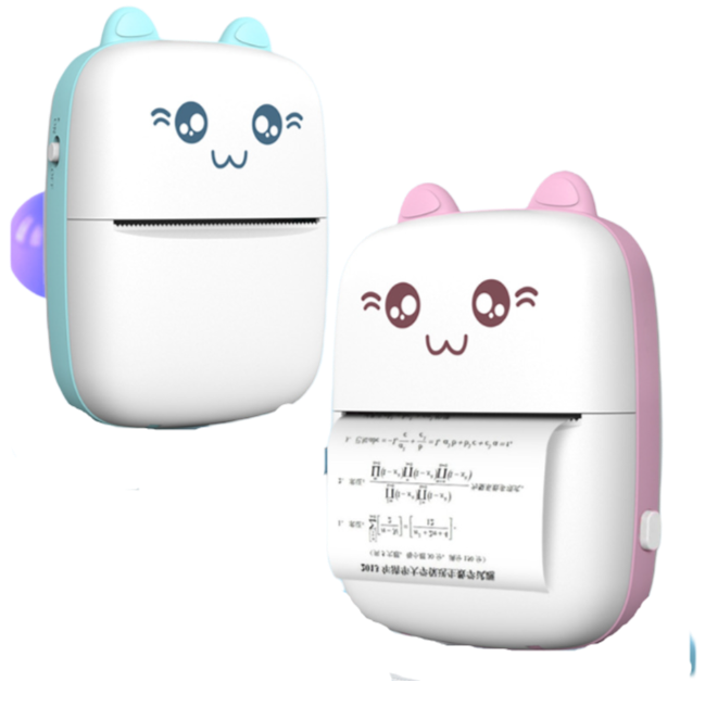 Mini Photo Printer, Thermal Label Printer with Usb Recharge Portable Wireless Photo Printer with 1 Roll of Thermal paper for Android iOS