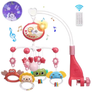 Mini Tudou Baby Musical Crib Mobile with Star Projection & Timing Function,Remote Control Music Box with Muisc & Night Lights,Hanging Rotating Animal Rattles for Kids,Toy for Newborn