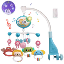 Mini Tudou Baby Musical Crib Mobile with Star Projection & Timing Function,Remote Control Music Box with Muisc & Night Lights,Hanging Rotating Animal Rattles for Kids,Toy for Newborn