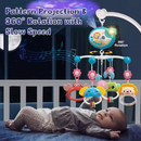 Mini Tudou Baby Musical Crib Mobile with Star Projection & Timing Function,Remote Control Music Box with Muisc & Night Lights,Hanging Rotating Animal Rattles for Kids,Toy for Newborn