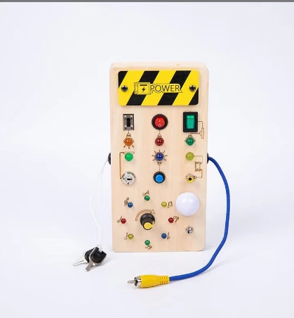 Montessori Busy Board ab 1 year Activity board toy Baby Sensory Learning Toy LED Wooden Toy Light