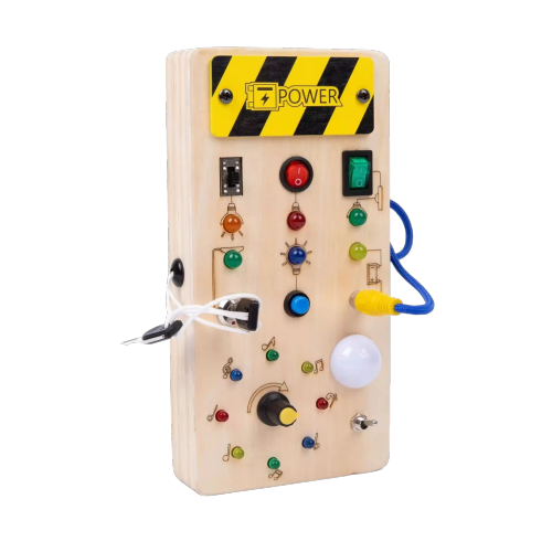 Montessori Busy Board ab 1 year Activity board toy Baby Sensory Learning Toy LED Wooden Toy Light