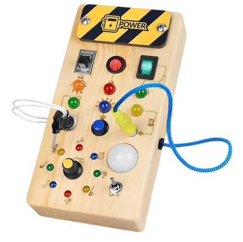 Montessori Busy Board ab 1 year Activity board toy Baby Sensory Learning Toy LED Wooden Toy Light