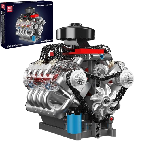 Mould King 10171 Mini V8 Engine Model Kit with Motor – DIY STEM Buildi