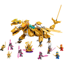 NINJAGO Lloyd’s Golden Ultra Dragon Toy for Kids, Large 4-Headed Action Figure with Blade Wings Plus 9 Minifigures