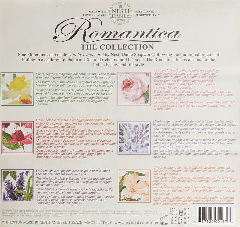 NESTI DANTE Romantica Florentine Rose & Peony Soap 250g - Pack of 6