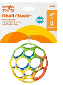 Bright Starts Oball Easy Grasp Classic Ball BPA-Free Infant Toy in Red, Yellow, Green, Blue, Age Newborn and up, 4 Inches