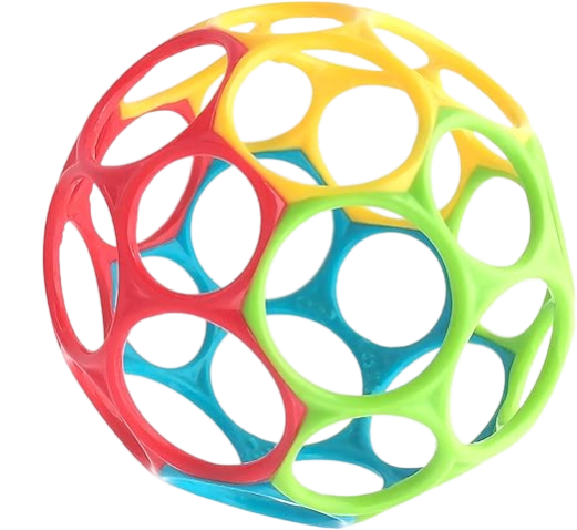 Bright Starts Oball Easy Grasp Classic Ball BPA-Free Infant Toy in Red, Yellow, Green, Blue, Age Newborn and up, 4 Inches