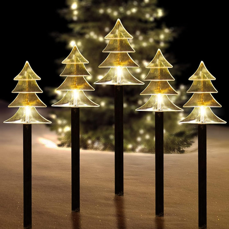Outdoor Solar Christmas Pathway Lights – Set of 5 LED Yard Decorations