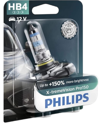 PHILIPS HB4 X-tremeVision Pro150 Headlight Bulb, 55W, 3500K