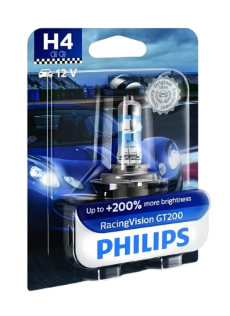 Philips H4 RacingVision GT200 Headlight Bulb 60 55W 3600K