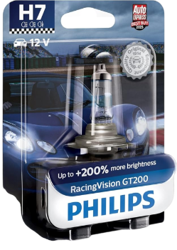 Philips H7 RacingVision GT200 Headlight Bulb, 55W, 3500K