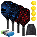 Pickleball Essentials Set - 4 Balls, 4 Cooling Towels, Carry Bag, and Rackets with Ergonomic Cushion Grip