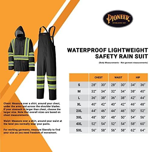 Pioneer Hi Vis Lightweight Waterproof Safety Rain Suit - Reflective Work Rain Gear for Men and Women