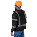 Pioneer Hi Vis Waterproof Heated Safety Bomber Jacket - Class 1 Winter Rain Gear for Men - Reflective Tape - Detachable Hood