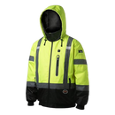 Pioneer Hi Vis Safety Bomber for Men - Waterproof, Reflective ANSI Class 3 Winter Rain Jacket with Detachable Hood