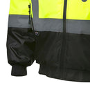 Pioneer Hi Vis Waterproof Heated Safety Bomber Jacket - Class 3 Winter Rain Gear for Men - Reflective Tape - Detachable Hood