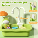 Play Sink with Running Water, Kitchen Sink Toys with Upgraded Electric Faucet, Play Kitchen Toy Accessories, Pool Floating Fishing Toys for Water Play, Kids Role Play Dishwasher Toy