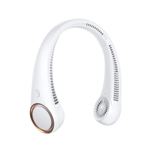 Portable Bladeless Neck Fan Hands Free Wearable, White & Black