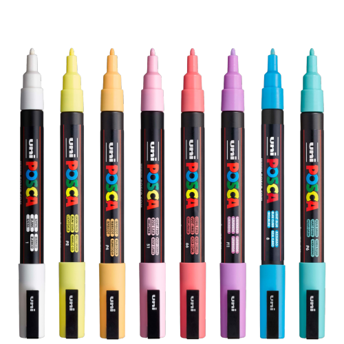 Posca 3M Soft Tones Marker Set – 8 Fine Tip Paint Markers for Creative Projects