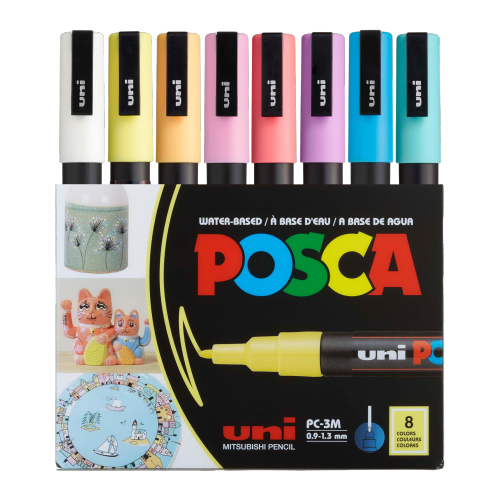 Posca 3M Soft Tones Marker Set – 8 Fine Tip Paint Markers for Creative Projects
