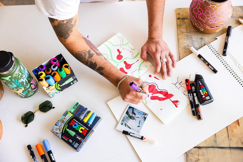 Posca Paint Markers Set – 8 Medium 5M Tips in Cool Tones for Art, Crafts & Custom Projects