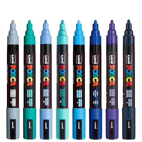 Posca Paint Markers Set – 8 Medium 5M Tips in Cool Tones for Art, Crafts & Custom Projects
