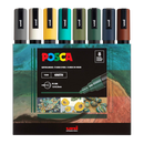 Posca Paint Markers Set – 8 Medium 5M Tips in Earth Tones for Creative Projects on Any Surface