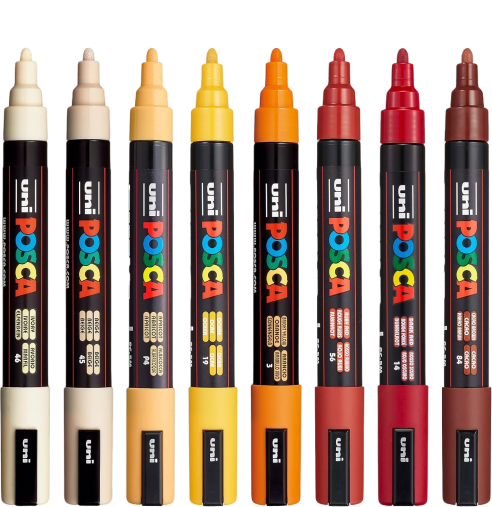 Posca Paint Markers Set – 8 Medium 5M Tips in Warm Tones for Art, Crafts, and DIY Projects