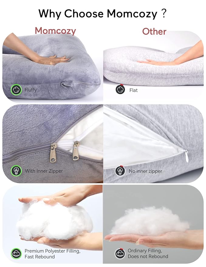 Pregnancy Pillows for Sleeping, U Shaped Full Body Maternity Pillow with Removable Cover - Support for Back, Legs, Belly, HIPS for Pregnant Women, 57 Inch Pregnancy Pillow for Women, Grey