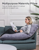 Pregnancy Pillows for Sleeping, U Shaped Full Body Maternity Pillow with Removable Cover - Support for Back, Legs, Belly, HIPS for Pregnant Women, 57 Inch Pregnancy Pillow for Women, Grey