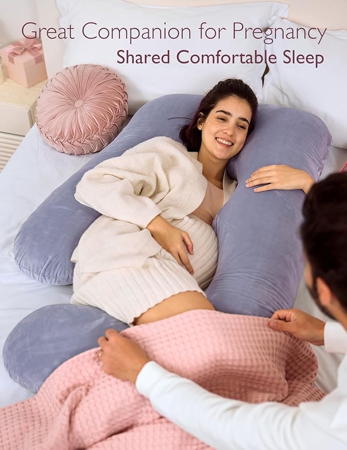 Pregnancy Pillows for Sleeping, U Shaped Full Body Maternity Pillow with Removable Cover - Support for Back, Legs, Belly, HIPS for Pregnant Women, 57 Inch Pregnancy Pillow for Women, Grey