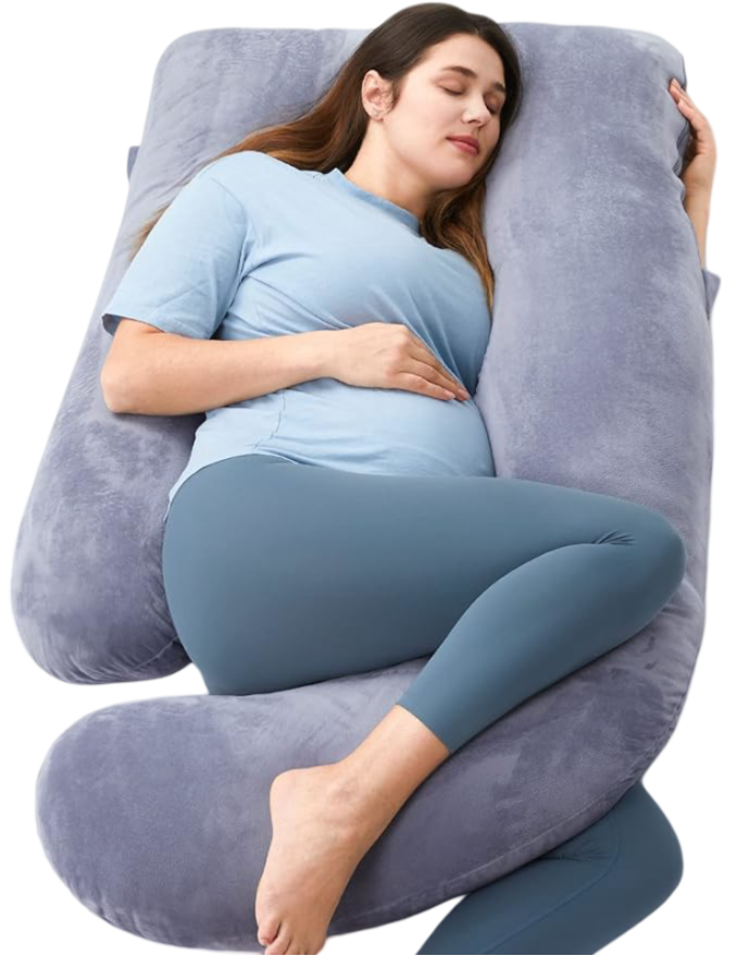 Pregnancy Pillows for Sleeping, U Shaped Full Body Maternity Pillow with Removable Cover - Support for Back, Legs, Belly, HIPS for Pregnant Women, 57 Inch Pregnancy Pillow for Women, Grey