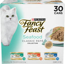 Purina Fancy Feast Seafood Classic Pate Collection – Grain-Free Wet Cat Food Variety Pack (30 x 3 oz. Cans)
