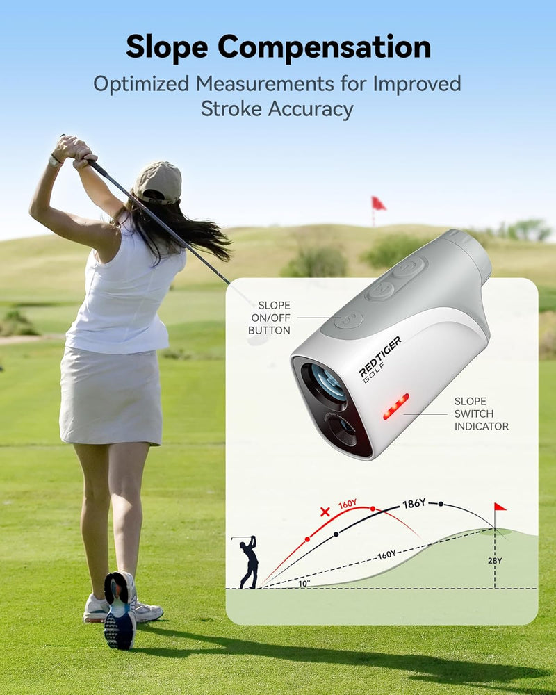 REDTIGER Mini Golf Range Finder – 1200 Yards with Slope Switch, Magnetic Mount & Rechargeable Design