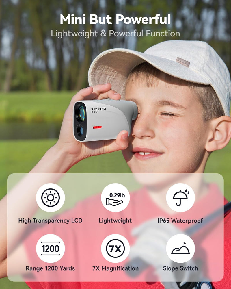 REDTIGER Mini Golf Range Finder – 1200 Yards with Slope Switch, Magnetic Mount & Rechargeable Design