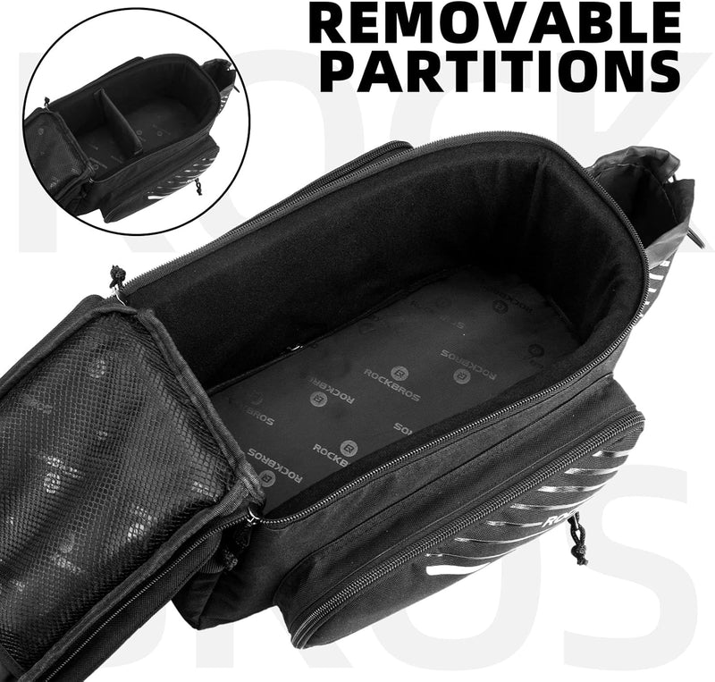 ROCKBROS 13L Bike Rack Bag with Rain Cover – Rear Trunk Storage for E-Bikes & Bicycles