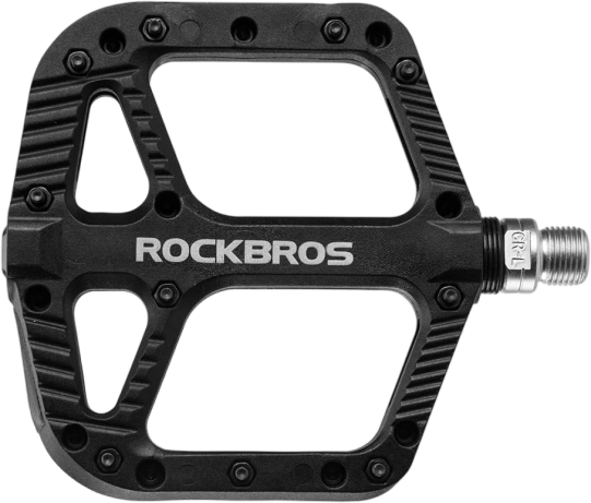 ROCK BROS Mountain Bike Pedals Nylon Composite Bearing 9/16" MTB Bicycle Pedals with Wide Flat Platform (2018-12ABK)