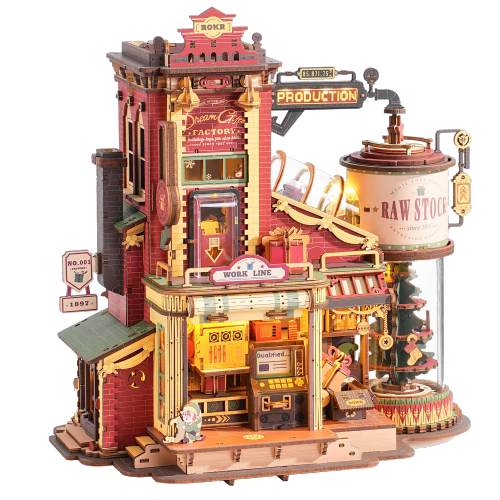 ROKR 3D Wooden Puzzle Dream Gift Factory Christmas Edition with Music and Lights