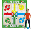 Relaxdays 10030902 XXL, Large Board Game mat Including 16 Tokens, 2 dice and 4 pegs, Garden Ludo, 160 x 180 cm, Colourful, Multicoloured