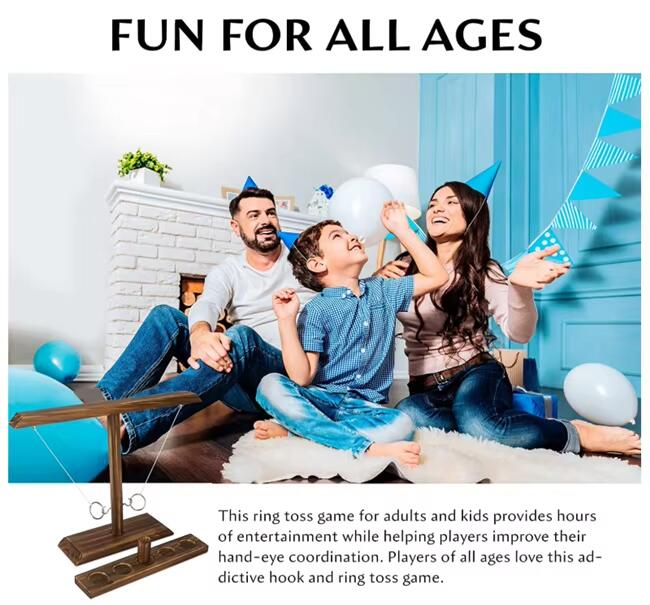 Ring Toss Game, Wooden Table Top Hook Ring Toss Game Children, Premium Party Throwing Games Game for Family Fun Indoor/Outdoor Game
