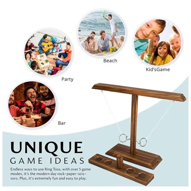 Ring Toss Game, Wooden Table Top Hook Ring Toss Game Children, Premium Party Throwing Games Game for Family Fun Indoor/Outdoor Game