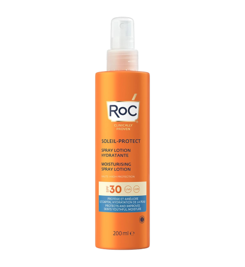 RoC Soleil-Protect Moisturizing Spray Lotion SPF 30 Non-Greasy Sunscreen High UVA/B Protection Water Resistant 200ml