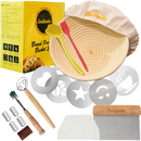 Round Banneton Bread Proofing Basket with Linen Liner, 9” Bread Basket with 6 Essential Bread Making Tools – Natural Rattan Sourdough Banneton Basket Kit for Baking Enthusiasts